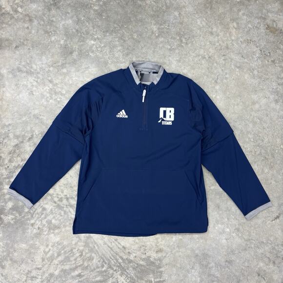 NWT Adidas Baseball US Large Navy Graphic CB Titans Jacket Zip Off Sleeves - Picture 1 of 8